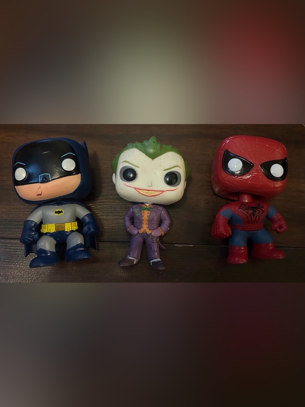 Batman, Joker, Spiderman Funko Pop figures